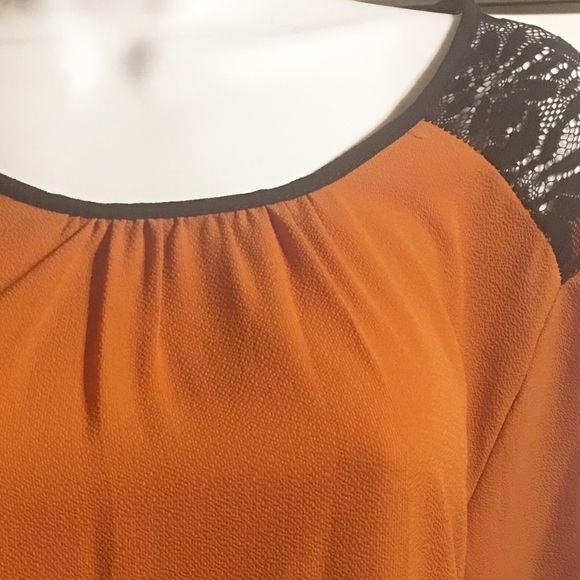 Orange and black lace blouse top - Picture 8 of 8